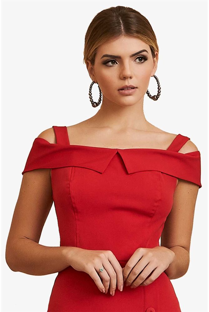 vestido alfaiataria vermelho