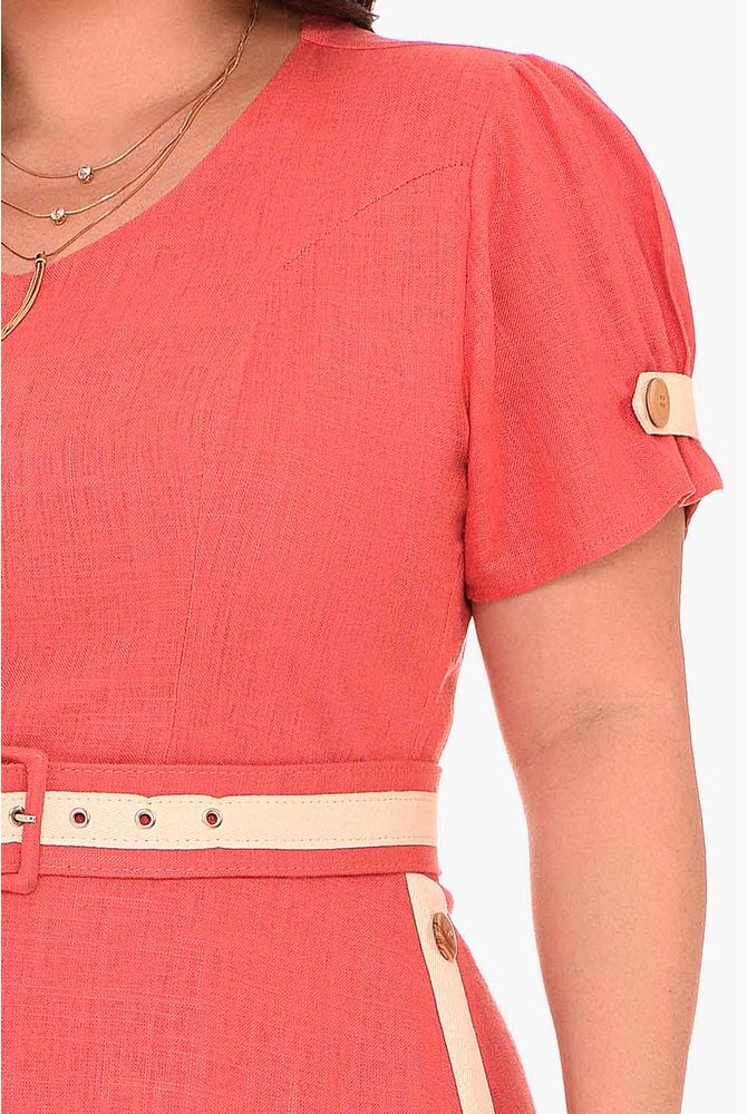 vestido tubinho coral