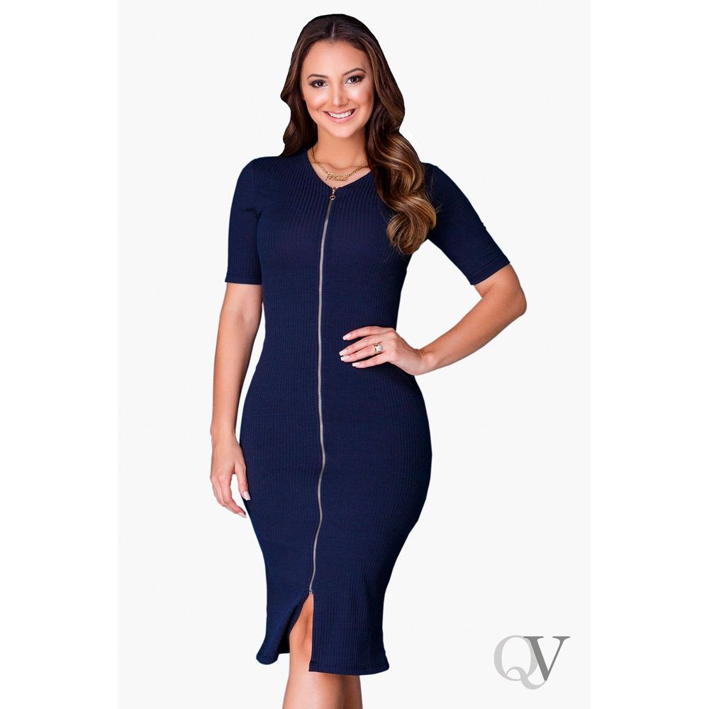 vestido tubinho com ziper frontal