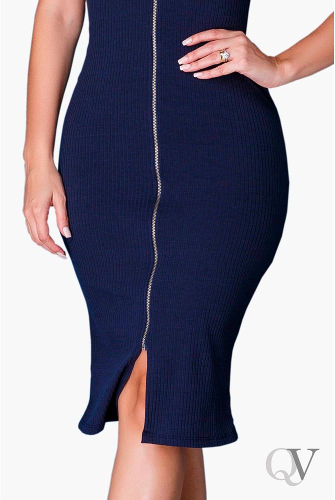 vestido tubinho com ziper frontal