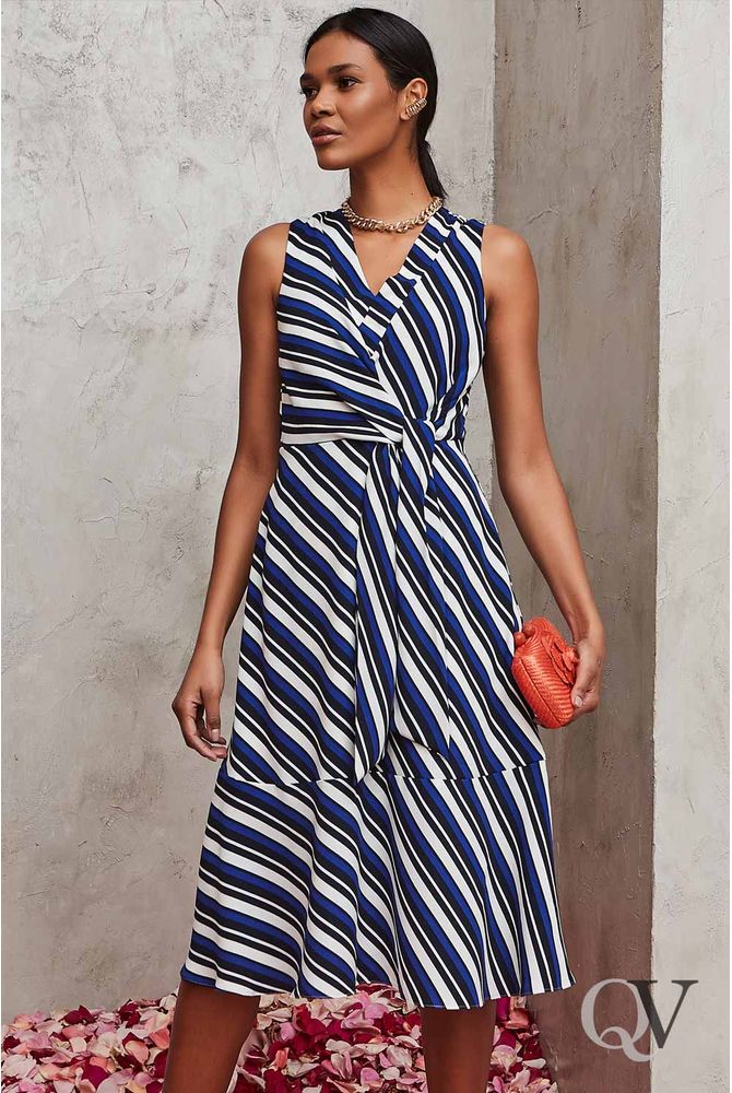 vestido azul listrado