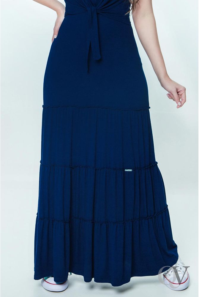 vestido longo azul marinho simples