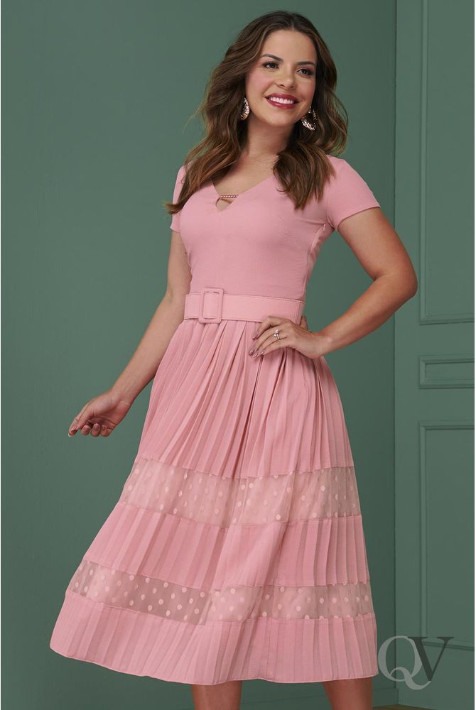vestidos plissados com renda
